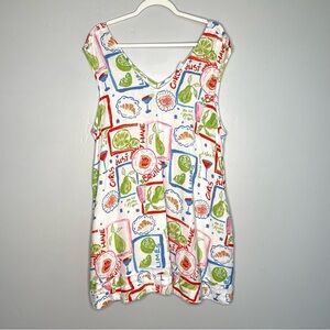 Cynthia Rowley Brunch Print Tank Dress XL Linen